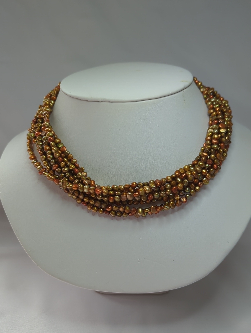Silpada 8-Strand Shades of Gold Cultured Pearl Necklace Sterling 925